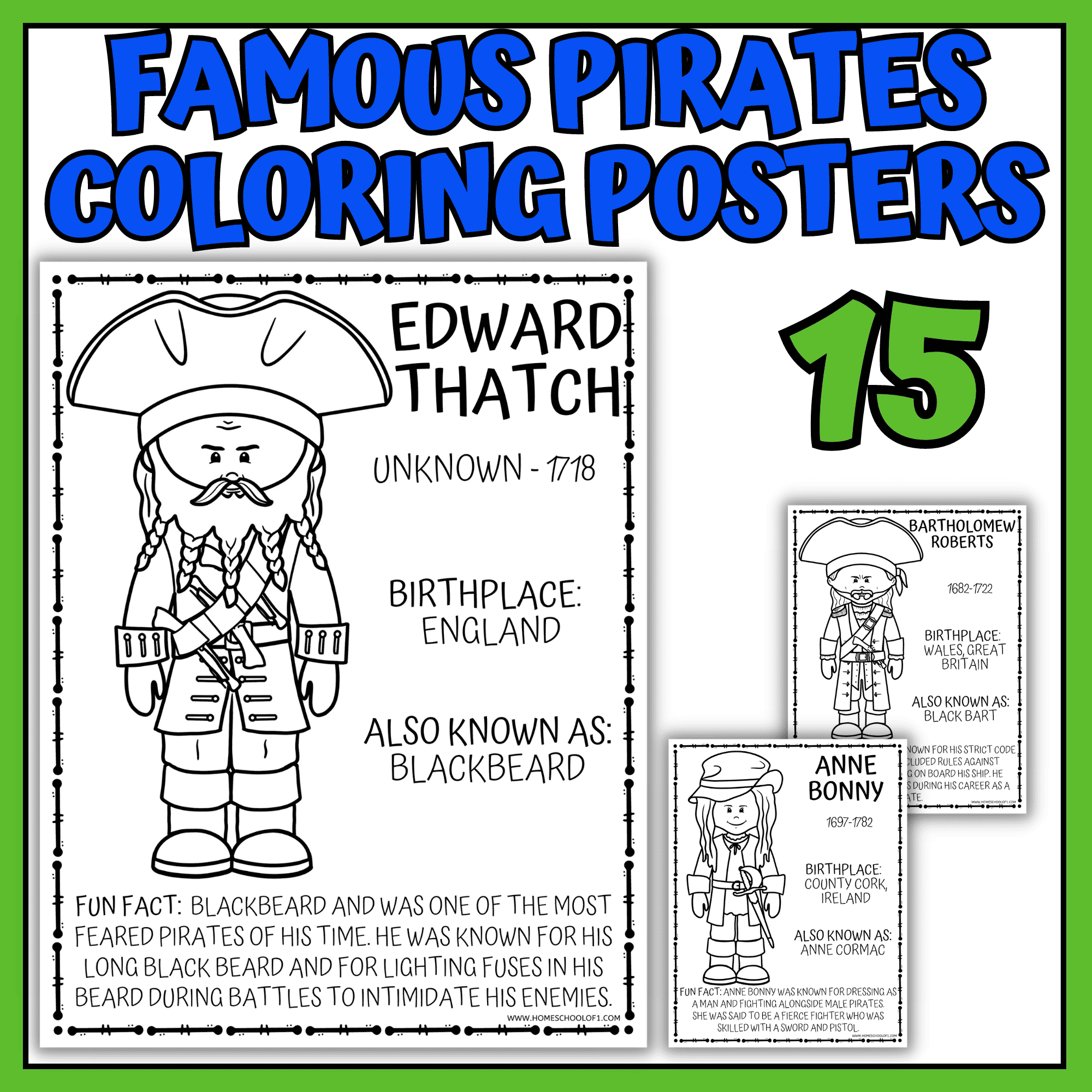 Famous pirate coloring pages