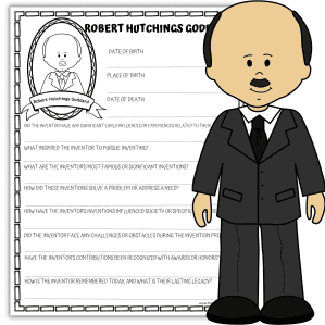 Robert Hutchings Goddard research robert h goddard research worksheet printable inventor study questions activity