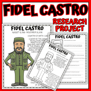 fidel castro poster worksheet research project printable cuba dictator activity for students