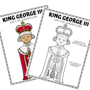 king george posters King George III poster and coloring page with royal facts for students