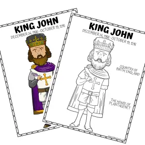 king john poster King John poster and coloring page with King John facts for kids studying medieval England
