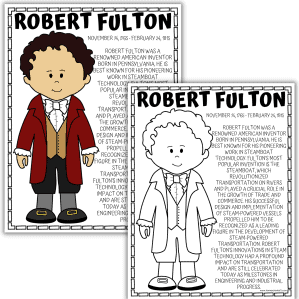 robert fulton coloring page with facts