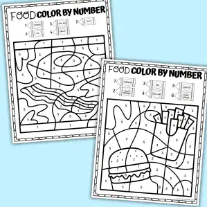 FOOD COLOR BY NUMBER Food color by number printable coloring pages for preschool and kindergarten