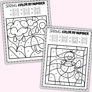 Spring Color By Number worksheets