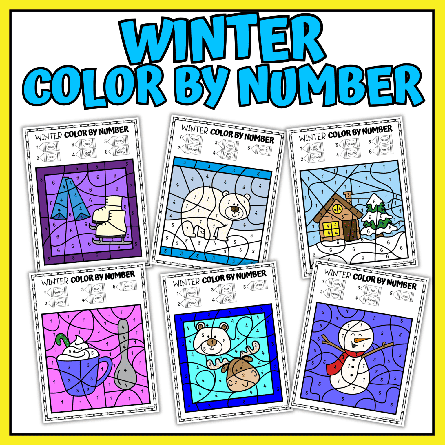 Winter Color By Number Printables