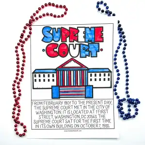 government bundle – supreme court Supreme Court coloring page and worksheet for kids from an elementary civics worksheets bundle about U.S. government