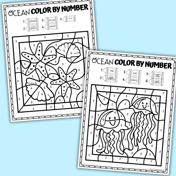 ocean color by number printables