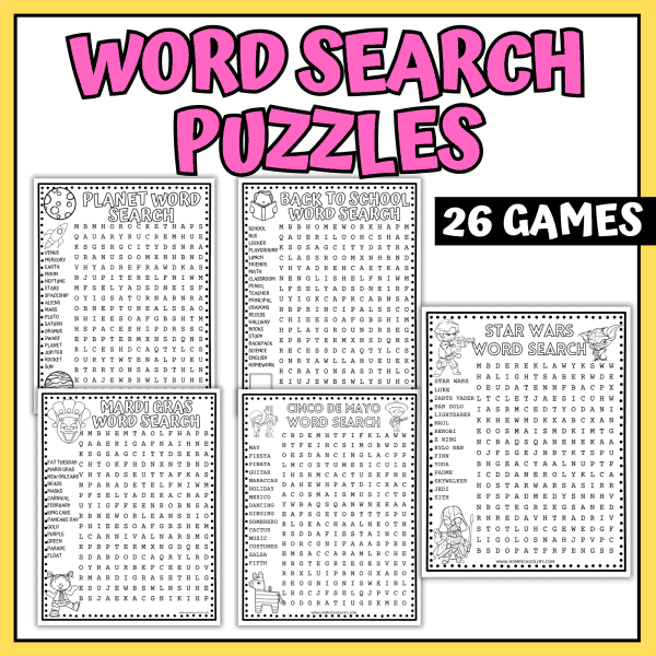 printable word search bundle