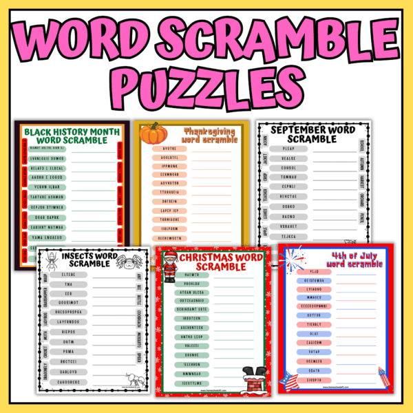 word scramble puzzle printables