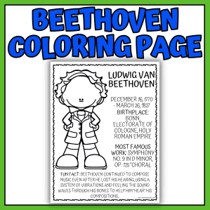 Beethoven coloring page printable with Ludwig van Beethoven facts for kids