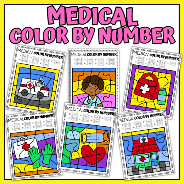 medical color by number worksheets