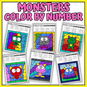 monster color by number worksheets