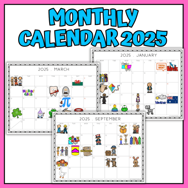 2025 Monthly Calendar with Pictures