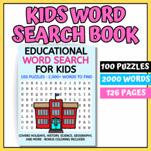 Printable Word Search Book for Kids