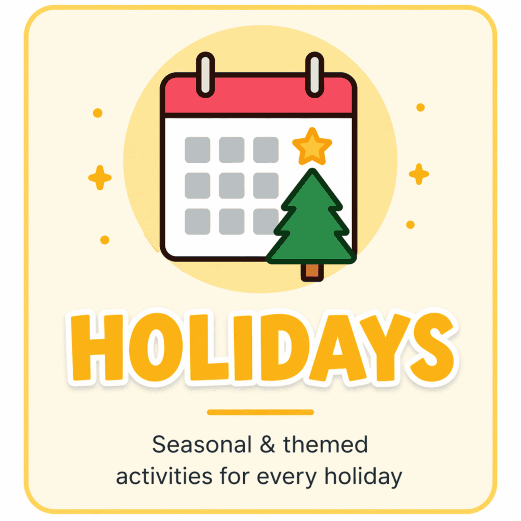 holiday printables for kids seasonal worksheets activities Christmas Halloween Easter