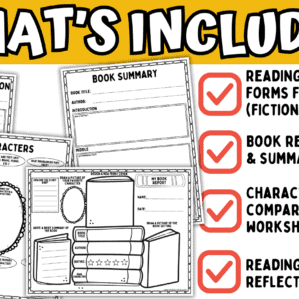 reading response worksheets printable set book report templates reading logs character analysis pages