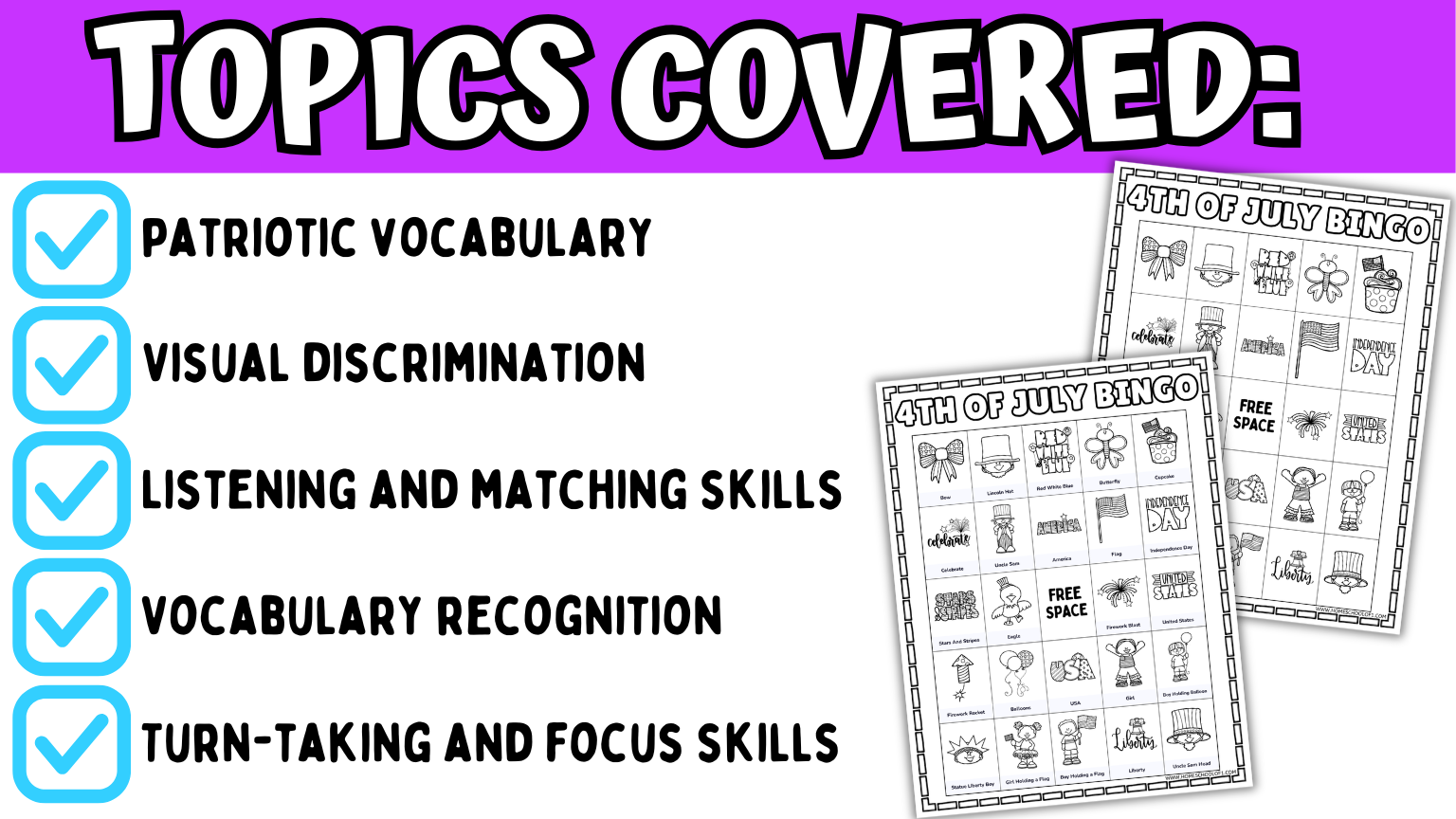 independence day bingo pdf topics covered