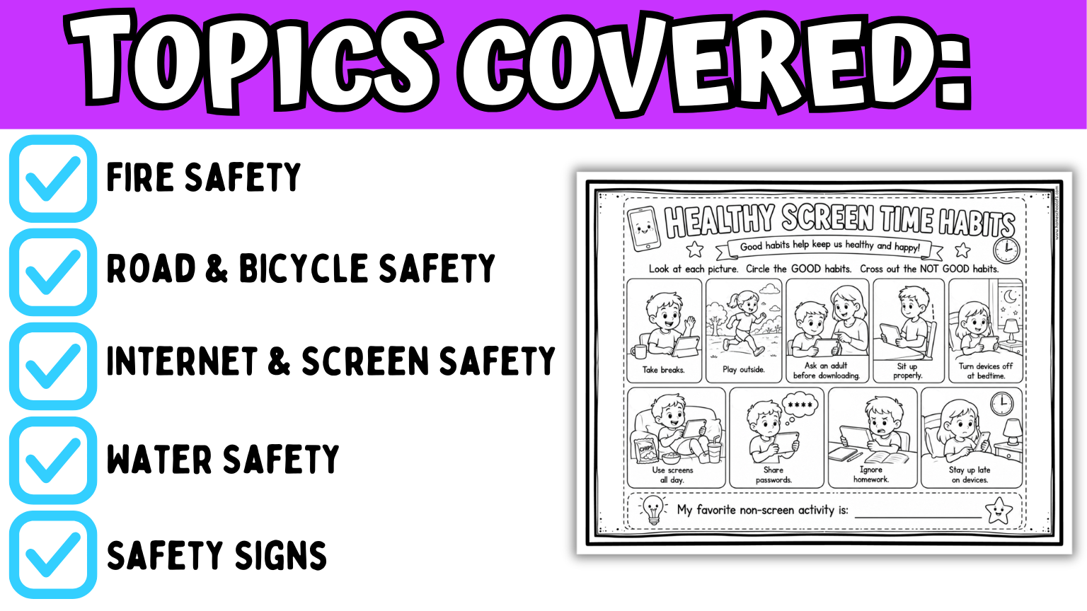 safety activity worksheets