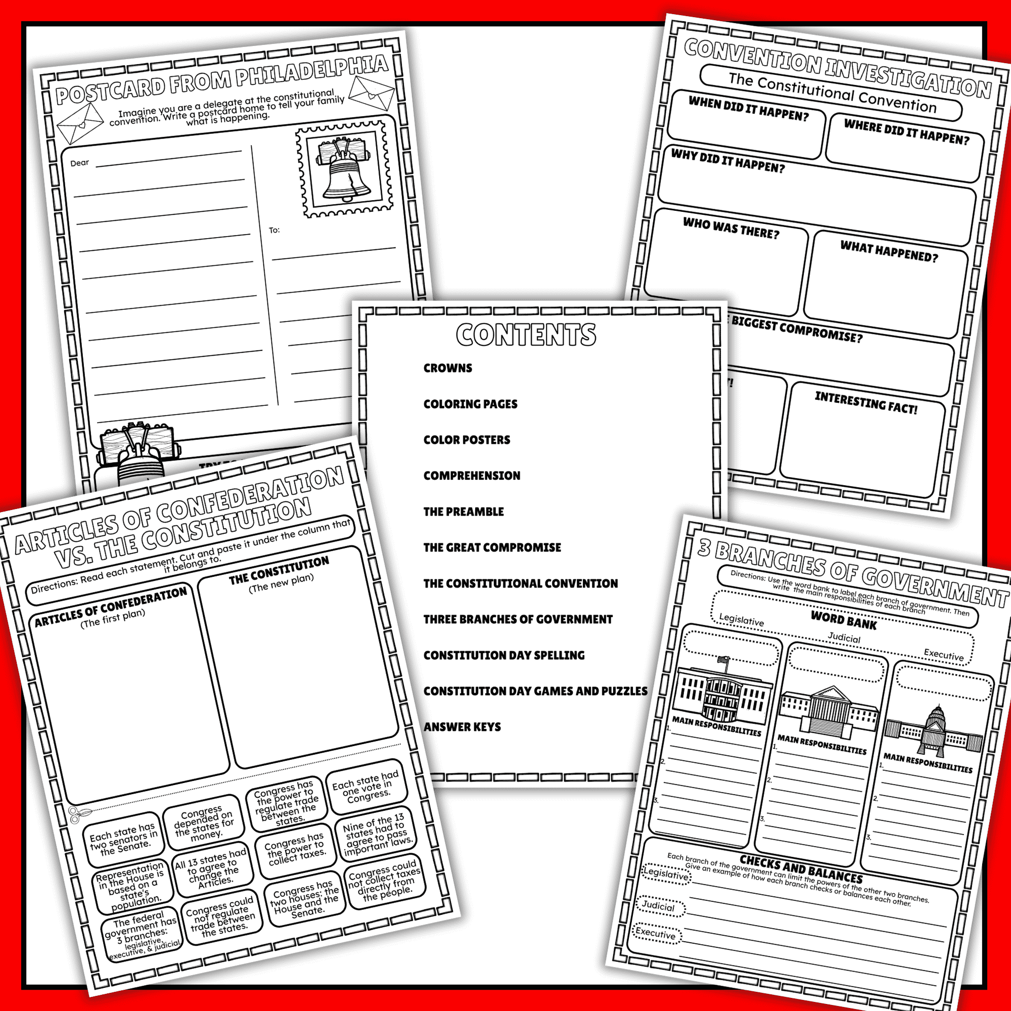 Constitution Day activity pack for grades 2-5