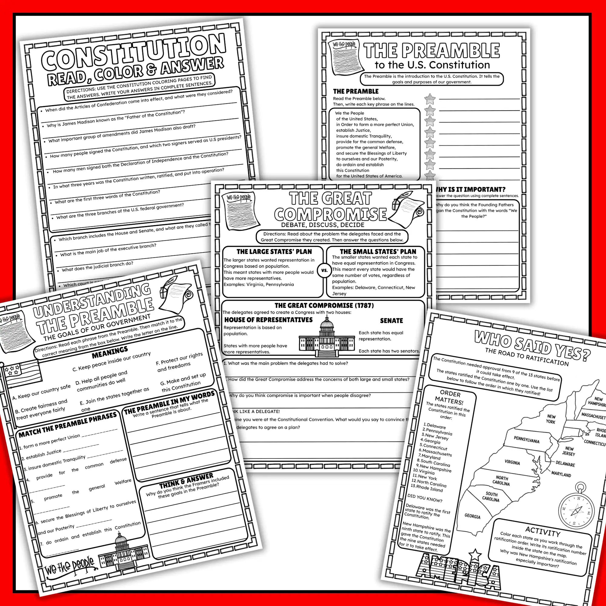 Constitution Day printables about the U.S. Constitution
