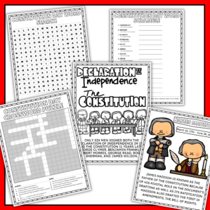Constitution Day worksheets, puzzles and coloring pages