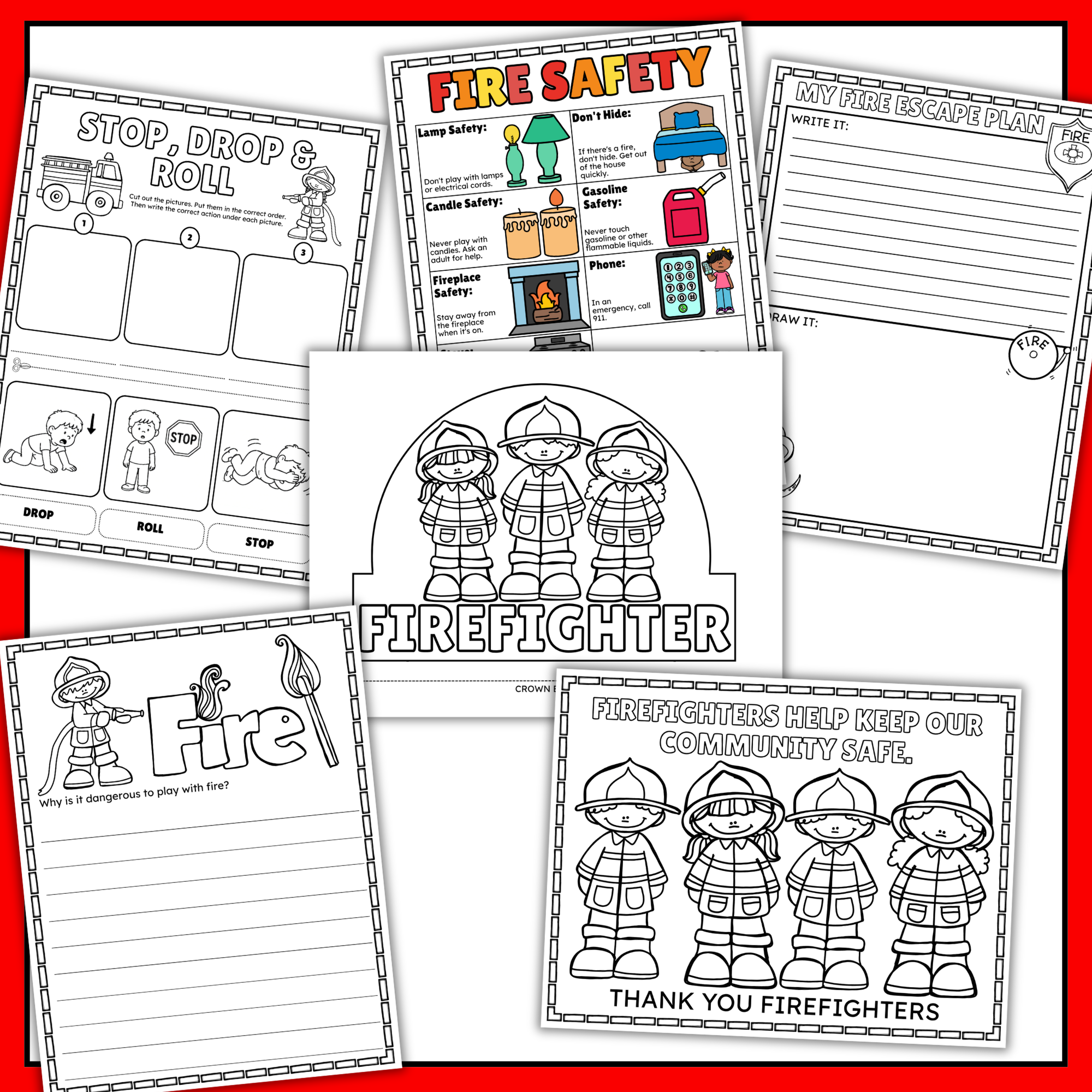 Fire safety worksheets for kids