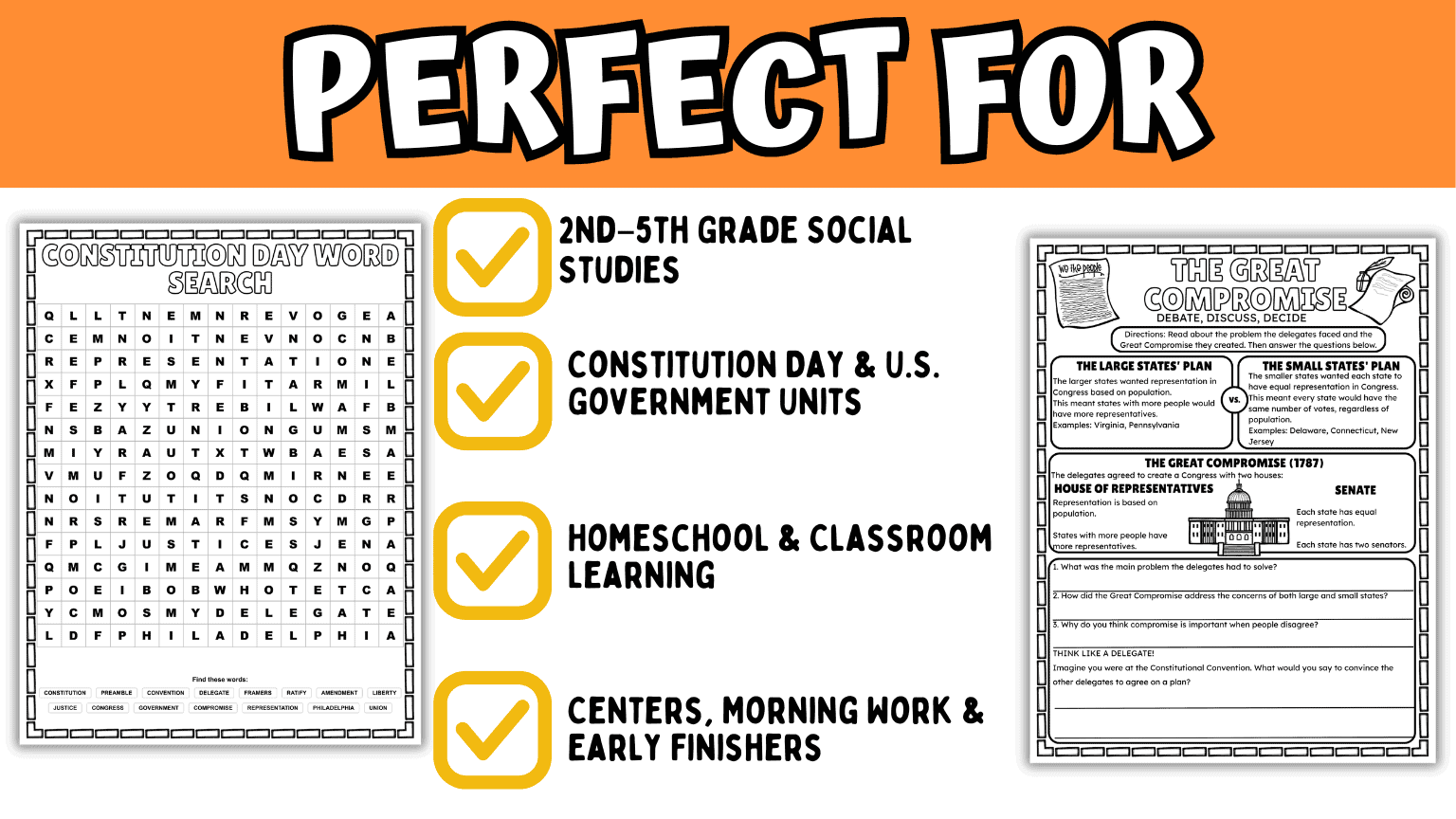 Printable Constitution Day worksheets for elementary students