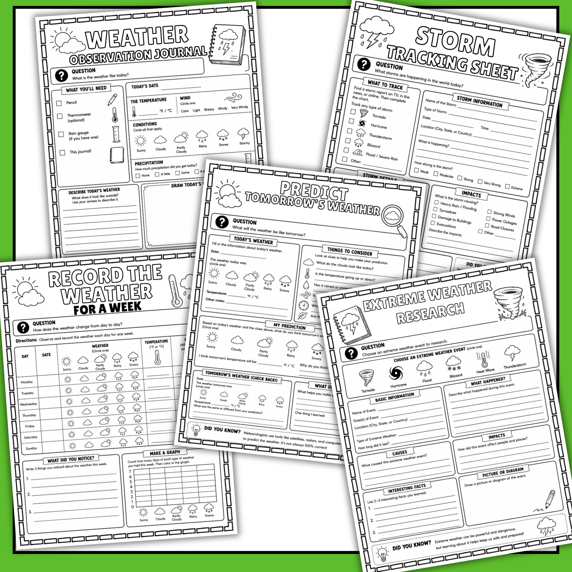 weather worksheets for 2nd - 5th grade