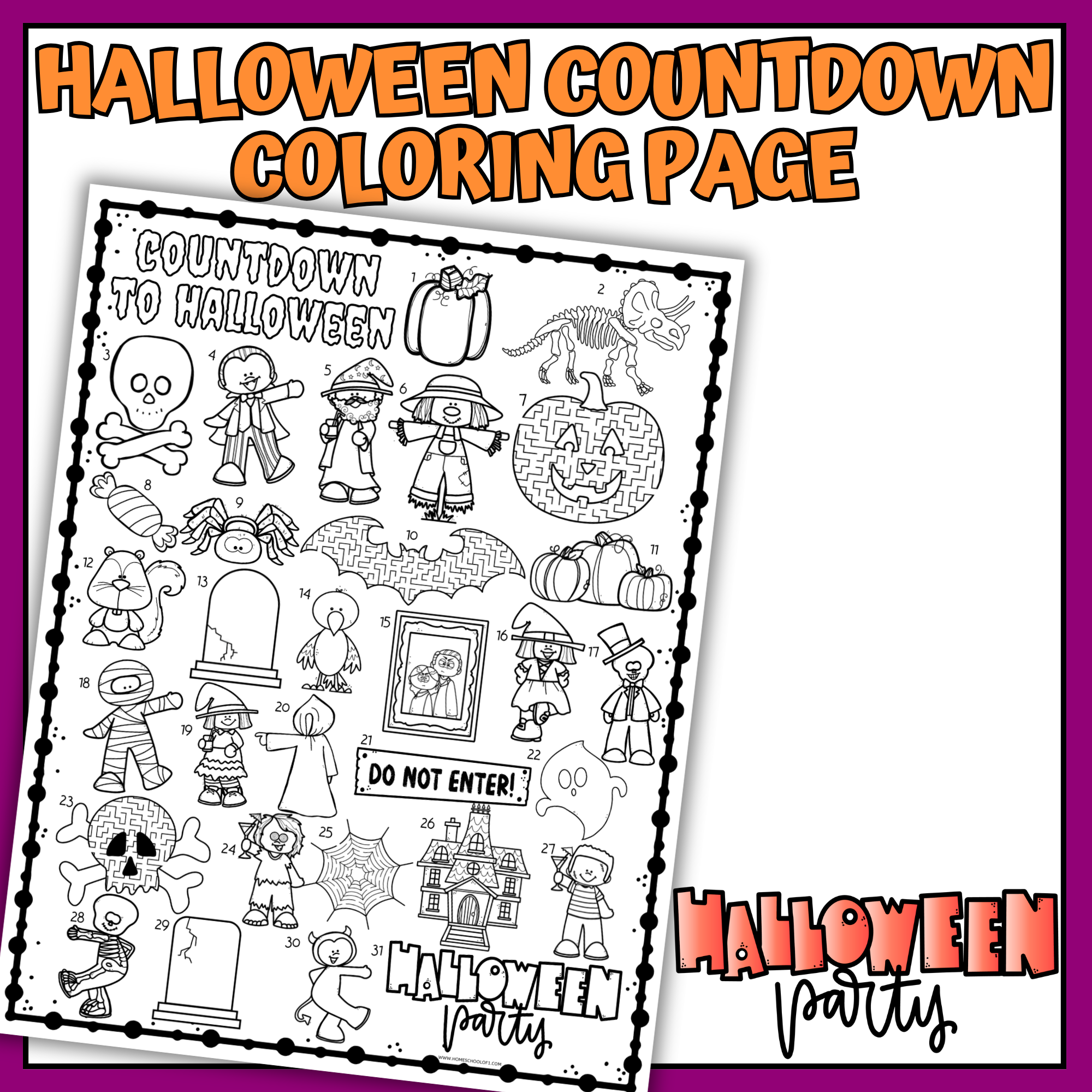 Halloween Countdown Coloring Page