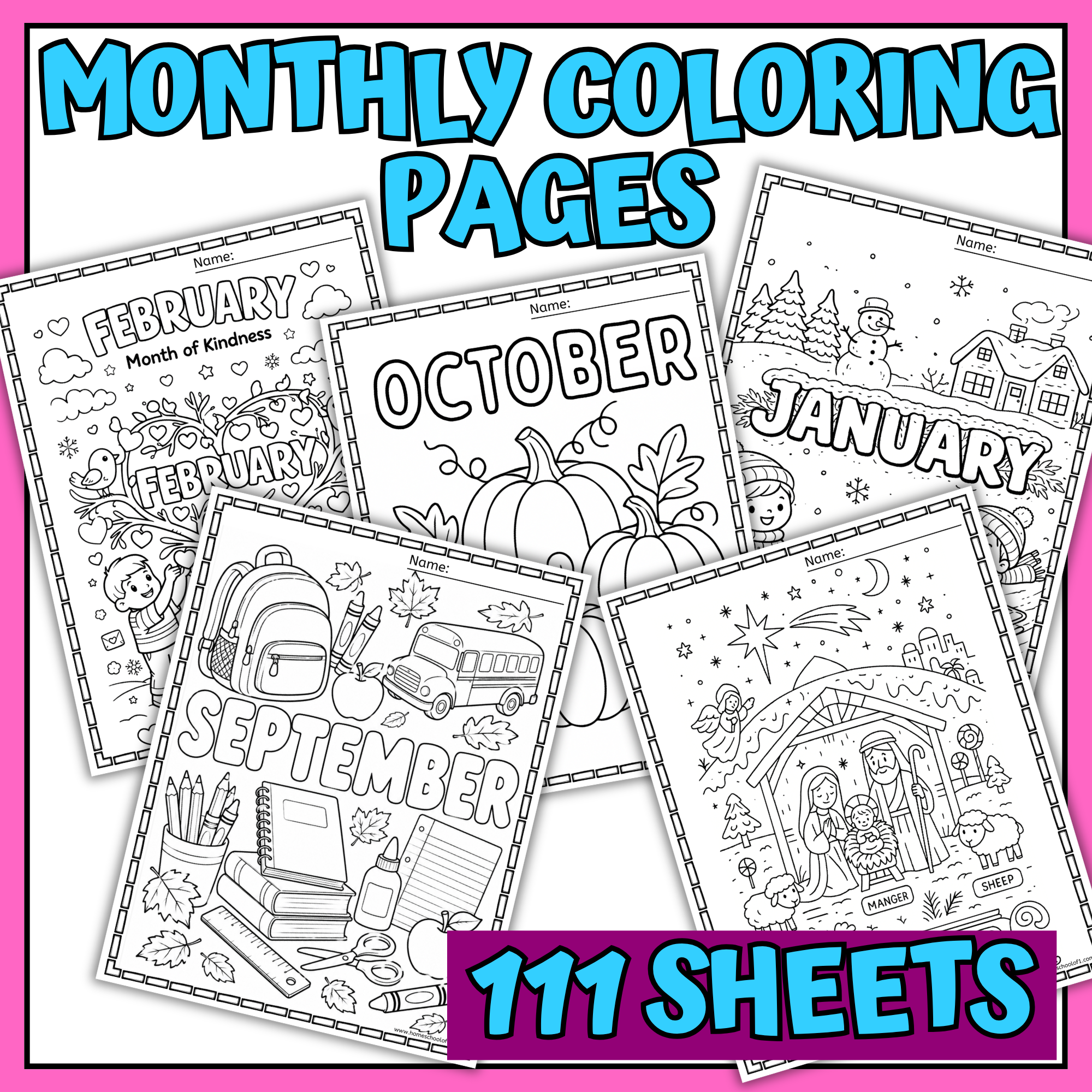 MONTHLY COLORING PAGES