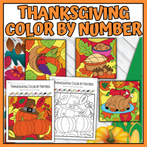 Thanksgiving Coloring Worksheets – 8 Color by Number Pages