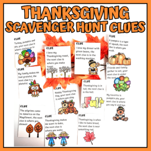 Thanksgiving Treasure Hunt Clues for Kids