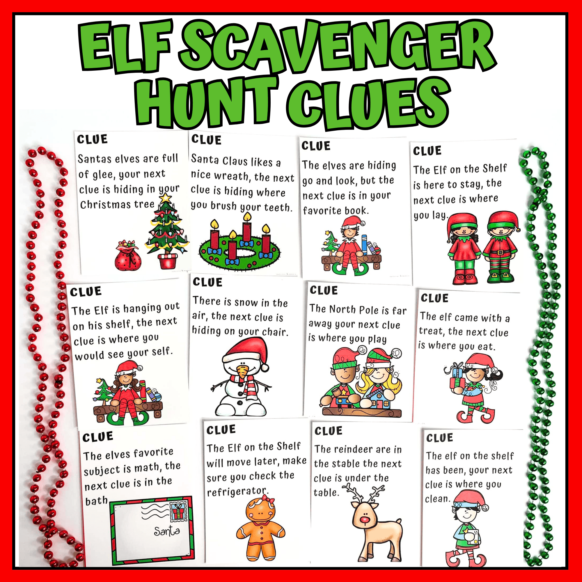 elf scavenger hunt rhyming clues