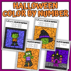 halloween color by number worksheets