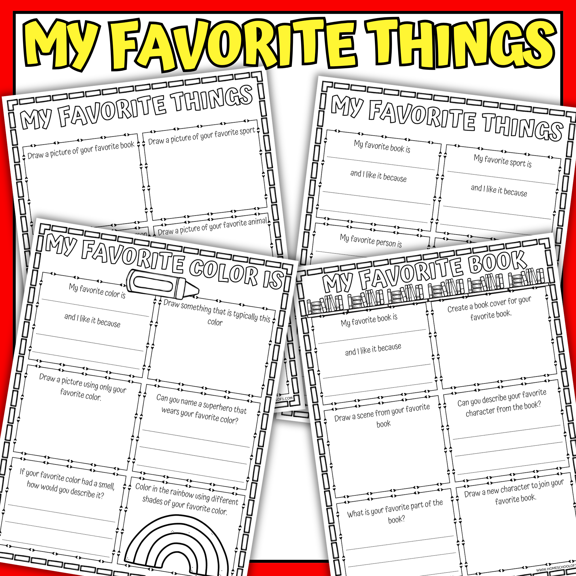 My Favorite Things Worksheets