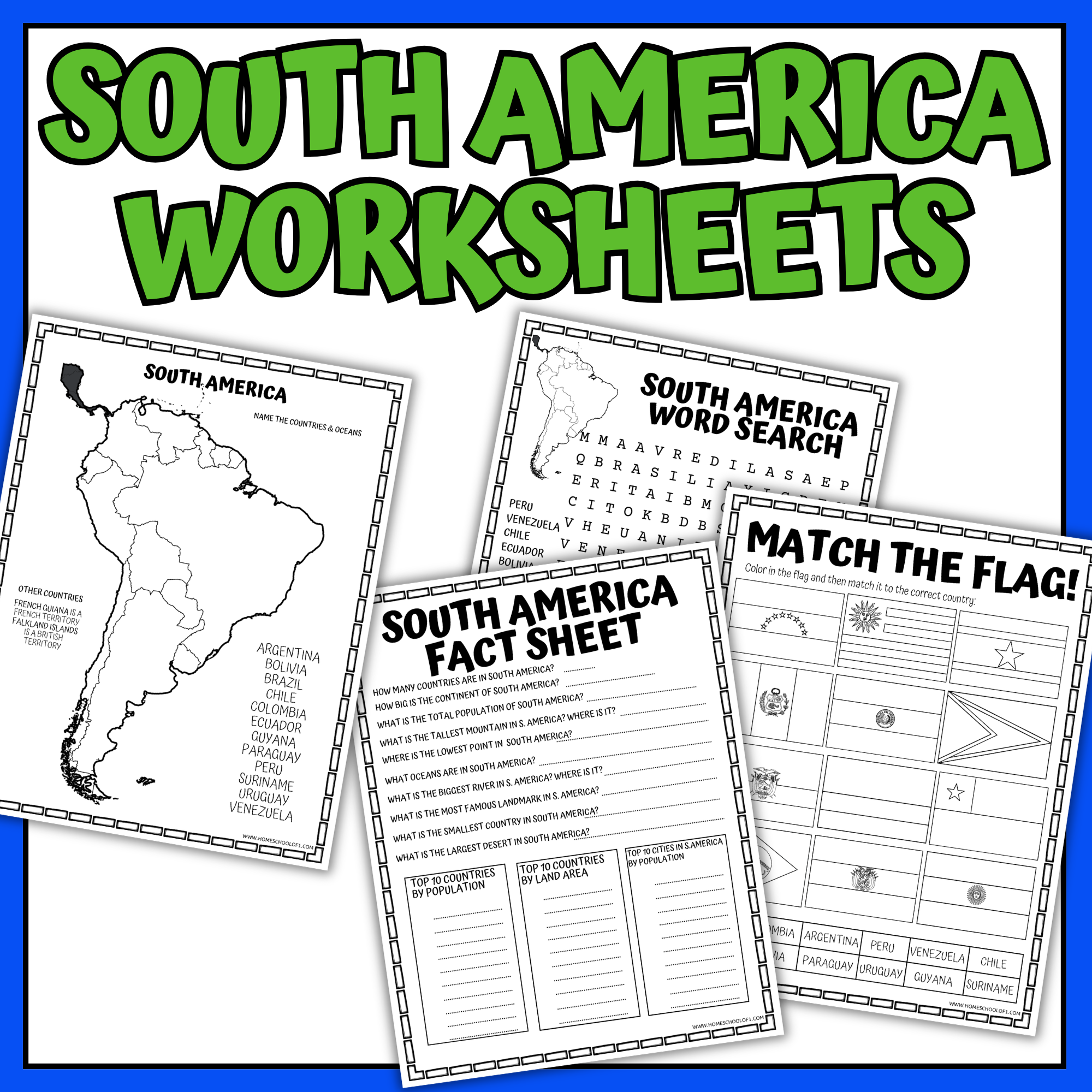 south america worksheets for kids