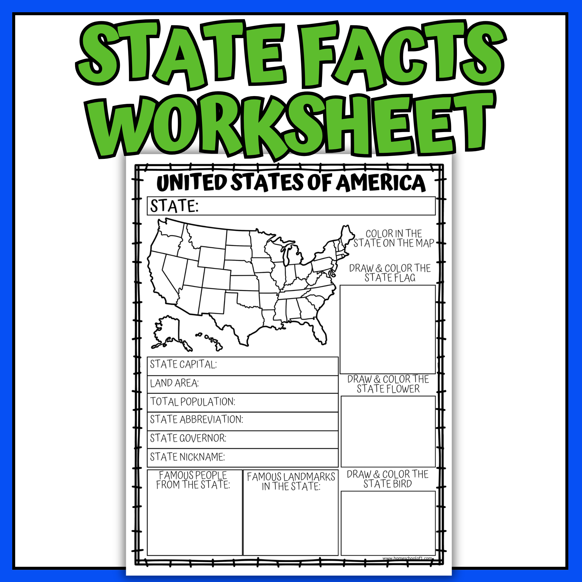 united state facts of america worksheet