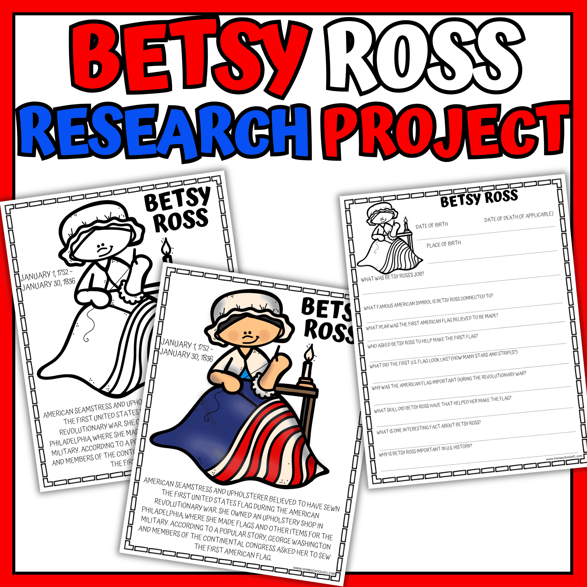 Betsy Ross Biography Worksheets