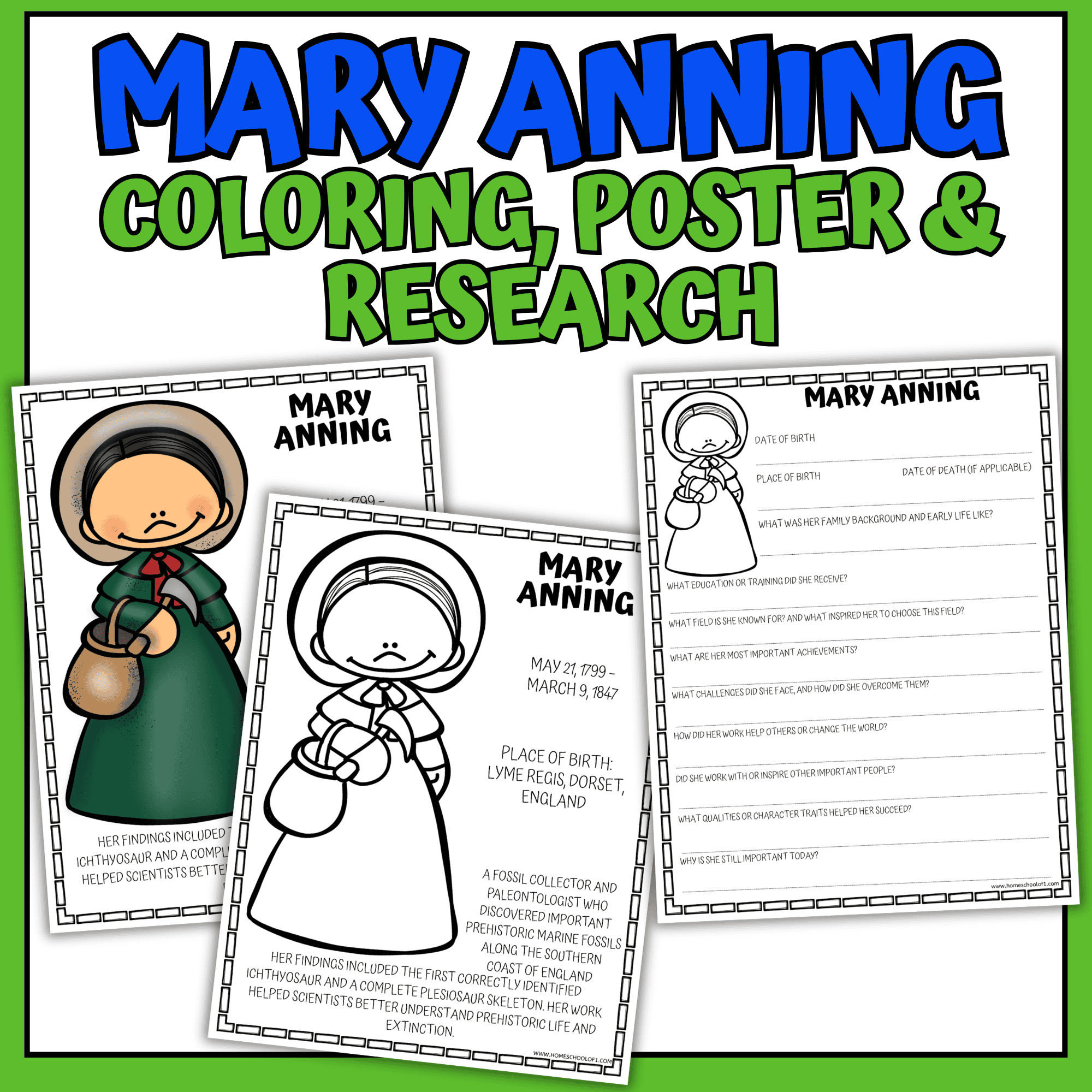 Mary Anning Worksheets