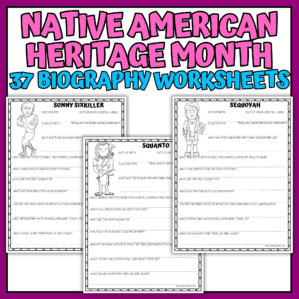 Native American Heritage Month research worksheets
