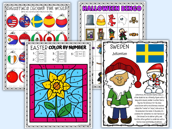 holiday worksheets by Homeschool of 1